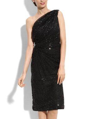 Tadashi Shoji Persephone Mesh Sequin Midi Dress Formal Goddess Toga Cocktail XS